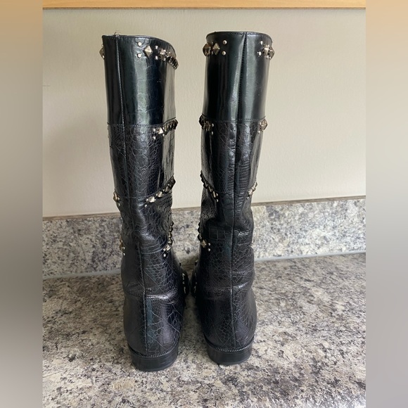 VTG Stuart Weitzman Studded Snake/Croc Skin Leather Boots 6 - Picture 6 of 10